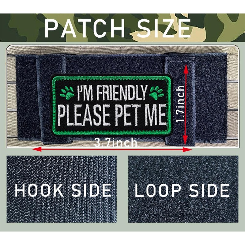 2 Pcs I'm Friendly Please Pet Me Dog Badge Embroidered