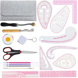 19 PCS Sewing Ruler Set, French Curve Ruler, Hip Curve Ruler,Sewing Templates, Tracing Wheel,Perfect for Designers, Pattern Maker and Tailors
