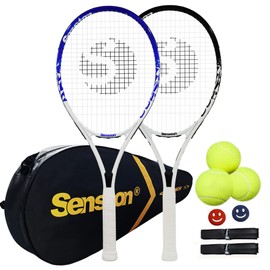 Senston Tennis Rackets for Adults 27 inch Tennis Racquets - 2 Player Tennis Racket Set with 3balls,2 Grips, 2 Vibration Dampers