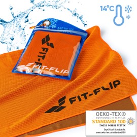 Fit-Flip Cooling Towel - Cooling Towel and Microfibre Cooling Towel - Cooling Sports Towel - Airflip Towel for Fitness and Sports - Ice Towel Cooling Towel (Orange, 120 x 35 cm)
