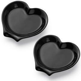 Ceramic Spoon Rest Set of 2 Kitchen Spoon Holders (Black)