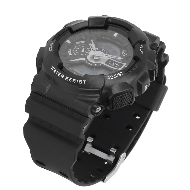 Students Electronic Watch Waterproof EL Light Dual Time Modes Digital