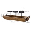 MyGift 3-Pillar Black Metal Candle Holder with Rustic Wood Tray