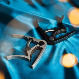 JOYO Guitar Capo Combo Steel Metal Light Weight for Acoustic and Electric Guitar Bass Ukulele Accessories (Black & Silver 2 Pack)