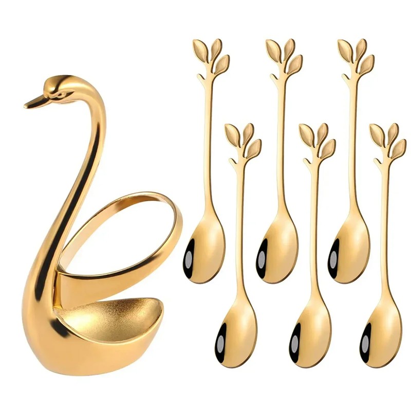 Elegant Swan Spoon and Fork Holder, Decorative Metal Cutlery Organizer