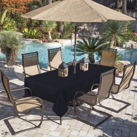 Fitable Table Cover Outdoor and Indoor Tablecloth - Washable Waterproof Wrinkle Free Table Cloth with Zipper and Umbrella Hole for Spring/Summer/Party/Picnic/BBQS/Patio Navy 60x102 inch