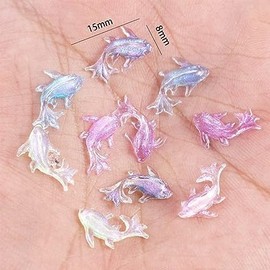 Ymhapp 100 Pcs Mini Shiny Resin Goldfish Figurines Garden Accessories Cute Decorations Fairy Ornament Mix Colors Outdoor Statues Sculptures