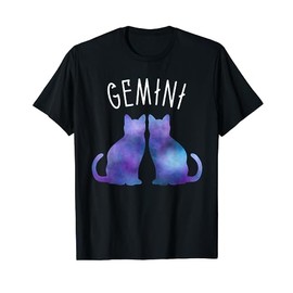 Cat Zodiac Gemini Tie Dye Nebula Pattern Men Women Kids T-Shirt