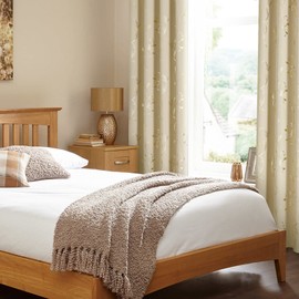 BUHUA Blackout Curtains Gold Foil Print Flower Vine Grommet Drapes, Room Darkening Thermal Insulated Curtains, Noise Reducing Curtain for Bedroom, Beige, 52Wx108L, 2 Panels