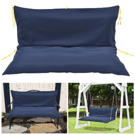 Three Seat Swing Replacement Cushions Only Cover, Anti-Slip Tie Rope Design Bench Cushions Cover for Outdoor Furniture, Zipper Easy to Change Porch Swing Cushions Cover (47"W x 40"D x 4"T, Black)