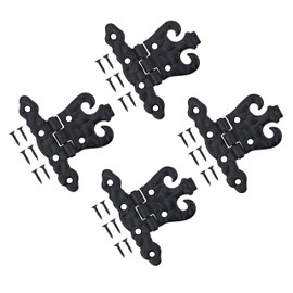TERF® 110mm Traditional Vintage Style Antique Black Fancy Door Hinges 110mm [4.33 inch] Folding For Home Furniture Bathroom Cabinet Window Wardrobe Showcase Doors Including Fixing Screw - Pack of 4