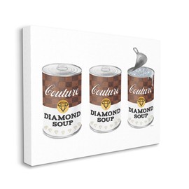 Stupell Industries Couture Diamond Paint Trio Condensed Soup Can, Designed by Amanda Greenwood Canvas Wall Art, 40 x 30, White