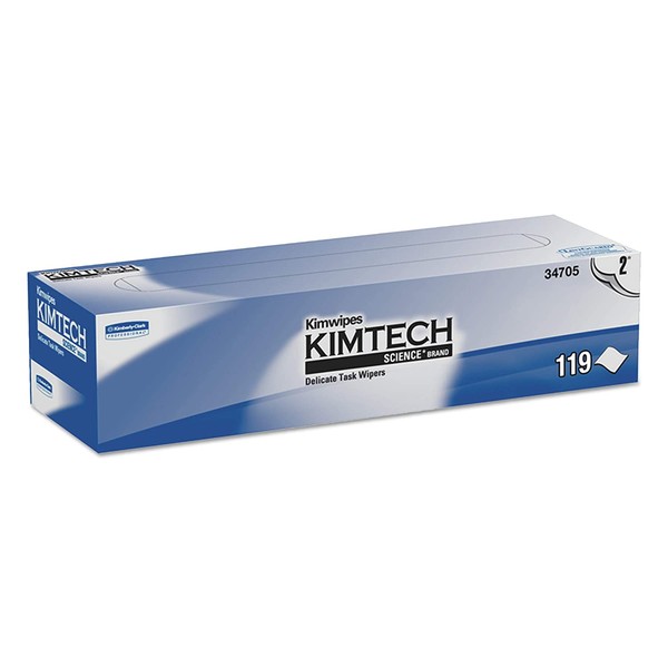 Kimtech 34705 Kimwipes Delicate Task Wipers, 2-Ply, 11 4/5 x 11 4/5, 119 per Box (Case of 15 Boxes)