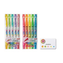 Propus Window Double-Sided Highlighter Pen, with 4.0 mm/0.6 mm Twin Tip, 10 Color Set(PUS102T5C + PUS102T5CS) and amazdone Sticky Notes
