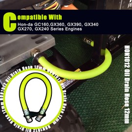 HON1012 12mm Oil Drain Hose - Compatible with Honda GC160, GX240, GX270, GX340, GX360, GX390 Series & Clone Engines