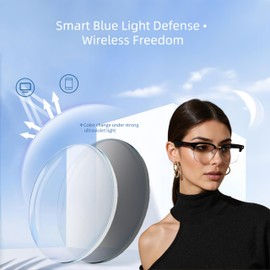 Bluetooth Glasses for Men / Women，Smart Glasses, Blue Light Blocking ,Built-in Open-Ear Dual Stereo Mic & Speakers,with Clear Lenses for Office Work - Ultra Lightweight Comfortable Design,Transparent