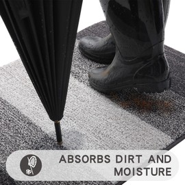 Kitinjoy Indoor Door Mat, 30x17 Non-Slip Absorbent Dirt Trapper Entrance Mat, Low-Profile Washable Inside Floor Mat, Sturdy Soft Entry Doormats for Entryway, Grey