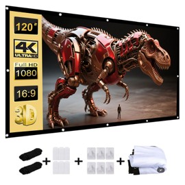 120-inch Projector Screen, 16:9 Foldable Anti-Wrinkle Portable 4K Movie Screen, Washable, Easy-to-Install Projector Screen Outdoor, Suitable for Office, Home Theater, Outdoor and Indoor Use.
