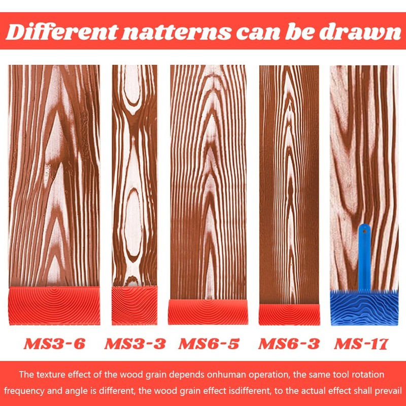 5 Pack Wood Grain Tool,Woodgraining Tool Kit,Texture Pattern with Handle