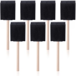 CustomyLife 7 Pcs Foam Paint Brushes, 2 inch Wood Handle Sponge Paint Brush for Details, Staining, Varnishes, Large Area and DIY Craft Projects