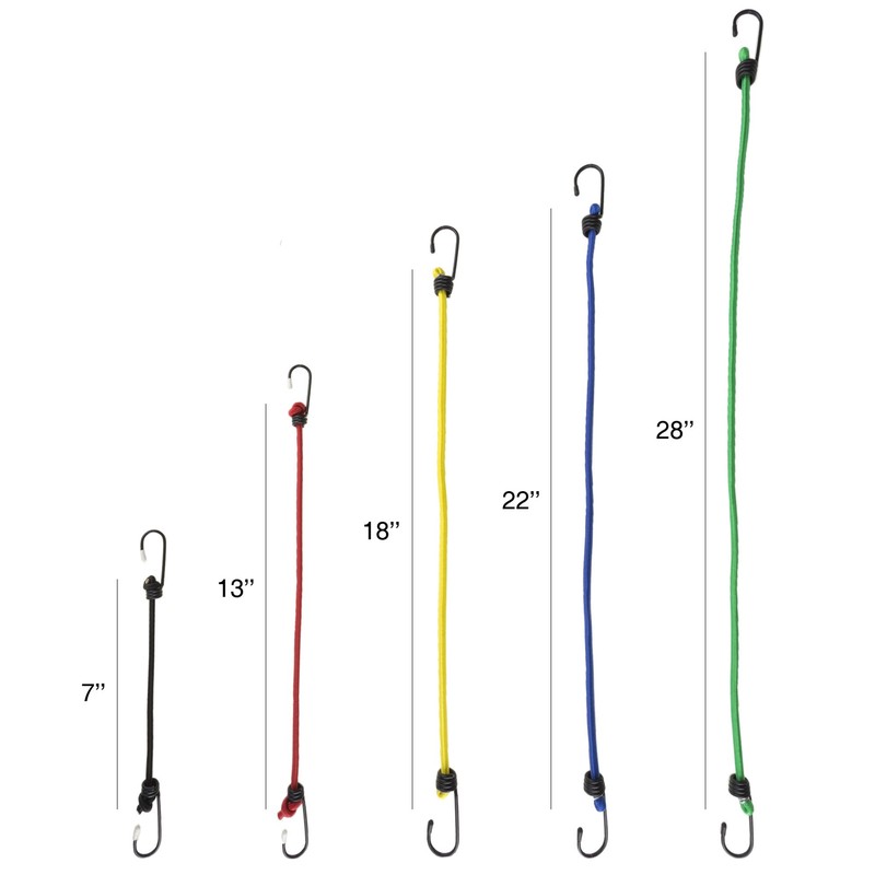 Bungee Cord Assortment - 20-Pack of Assorted Length Cordage with