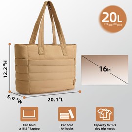 Axcone Women's Handbag, Large Waterproof Laptop Tote Bag, Shopper Bag, Women, Men, Women, Sports Bag & Travel Bag with Compartments and Zip for Travel, Fitness, brown