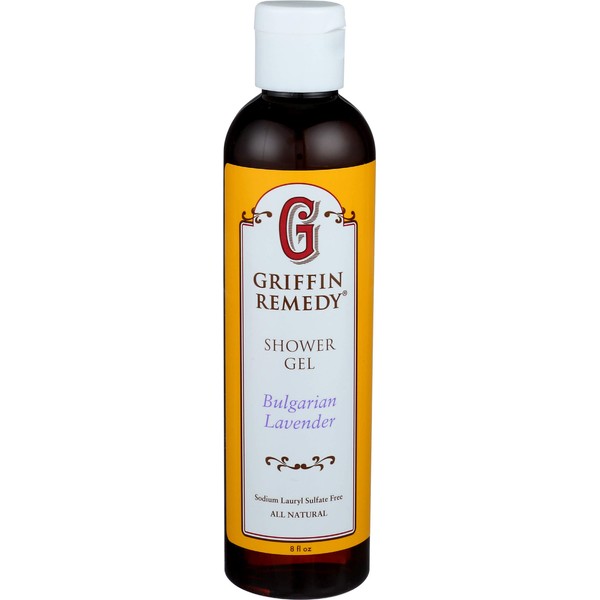 Griffin Remedy Shower Gel - All-Natural Calming Lavender Essential Oils and Organic MSM, Aromatherapy, Paraben Free, Sulfate Free 8 fl oz, 1 count