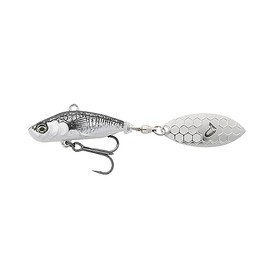 Savage Gear Jig Spinner for Predatory Fish Fishing 6.5 cm 9g 3D Sticklebait Tailspin, Colour: Black Silver