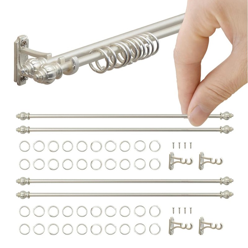Miniature Curtain Rods 1/12 Scaled Simulation Alloy Dollhouse Double Layer
