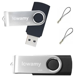 lcwamy USB 4GB USB Flash Drive 2 Pack Bulk Swivel USB Flash Drives 4GB Thumb Drive 2 Pack USB2.0 Flash Drive 4GB Twister USB Drive USB Stick