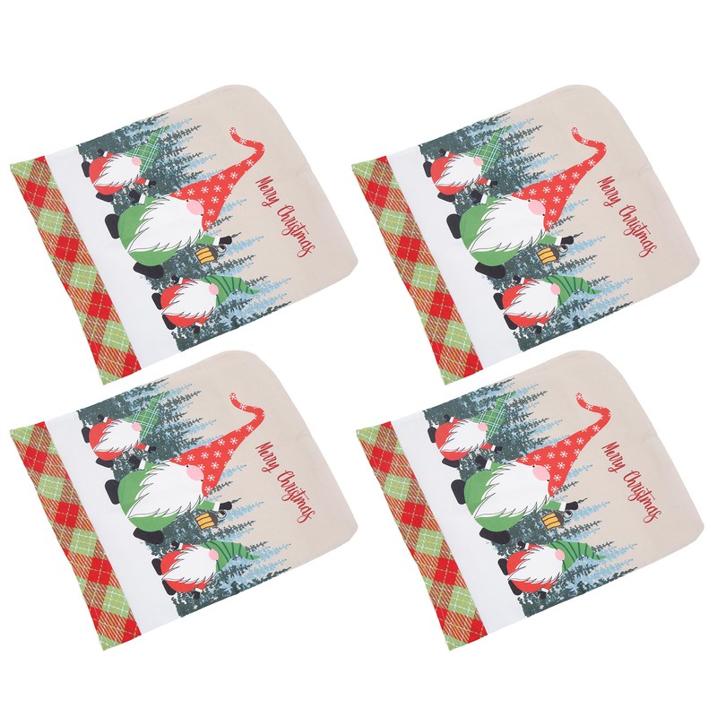 4pcs Chair Covers Soft Elastic Stretch Santa Claus Pattern Dining