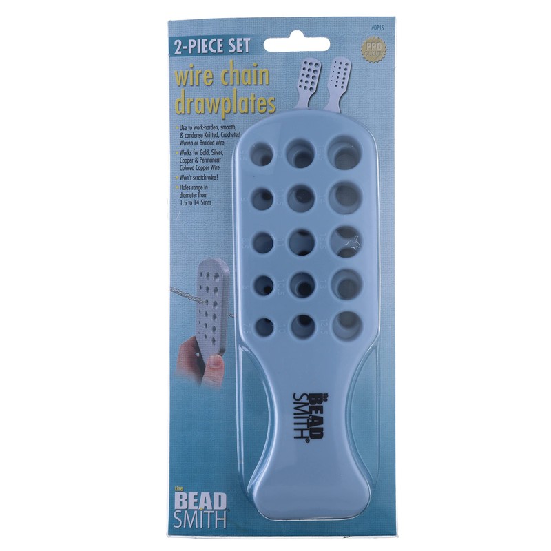 The Beadsmith Wire Chain Drawplate, Durable Plastic with Handle, 2