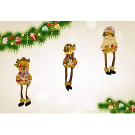 Jann Paquete De 3 Adornos Navideños De 28 Cm, Decorativos Colgantes Para Árbol De Navidad, Bota, Regalos, Peluches Para Celebraciones Navideñas; Santa Claus, Oso Y Muñeco De Nieve.