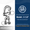 NECMETU Snap Shackle Sailing Halyard, 316 Stainless Steel Clevis Swivel