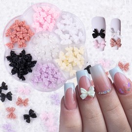 1Box Bow Nail Charms for Nail Art Colorful Bowknot Nail Art Charms 3D Resin Mixed Bow Knot Pink Nail Jewelry Bling Nail Art Designs Cute Nail Charms Rhinestones for Women Acrylic Nails Accessories