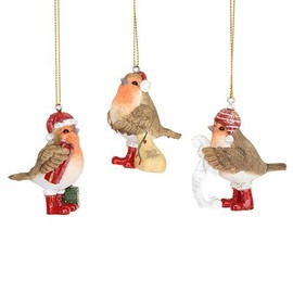 Gisela Graham : Robins with Santa Hats and Boots (Choice of 3)