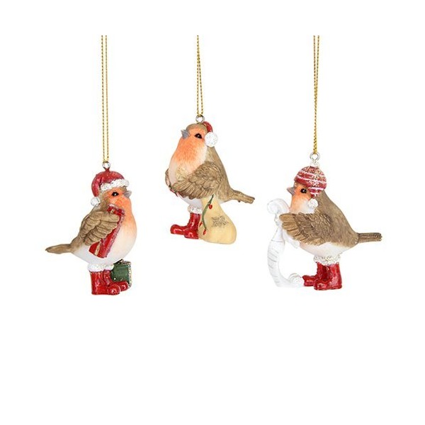 Gisela Graham : Robins with Santa Hats and Boots (Choice