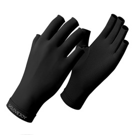 [ZVCXOE] U V Glove for Gel Nail - UPF 50+ Protection UV Gloves for Gel Nail Lamp, Skin Care, Fingerless Gloves, Prevent Hands from UV Harm, Black, Gray, Pink, Black