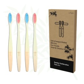 TallTrees - Premium Quality Adult Bamboo Toothbrushes - Family 4 Pack
