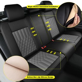 TTX Car Seat Covers Full Set Fit for Nissan Rogue 2008-2024 2025 Breathable Leather Seat Protector with Airbag Compatible Automotive 5 Seat Cushions Cover with Beautiful Patterns (Grey)