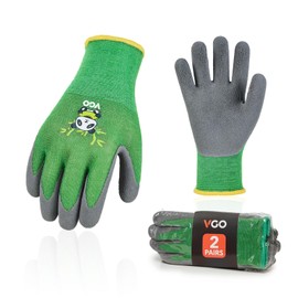 Vgo... 2 pairs Kids Gardening Gloves Utility, Children Working Garden Gloves Toddler Latex Coating for Boys&Girls Age 3-12 years