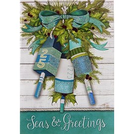 Nautical Christmas Cards, Buoys, Glitter, Box of 16, by Cape Shore