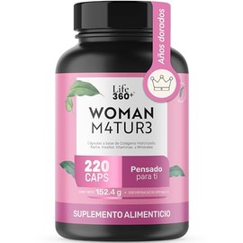 LIFE 360+ Multivitamínico | Colágeno, Inositol, Calcio, Vitamina E, K2, A, D3, B12, B1, B2, B3, B5, B6, B7 Y B9 | 220 Cápsulas Woman Mature