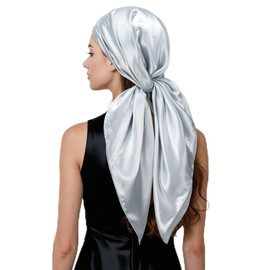 QIUTIMIY 35"x35" Like Silk Head Scarf for Women Satin Feel Large Square Scarf for Hair Wrapping and Sleeping Fashion Bandana((90cm) Square Scarf 25)