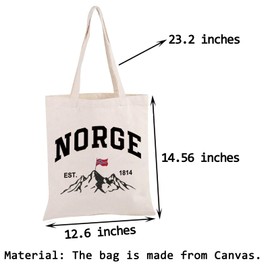 PWHAOO Norway Travel Tote Bag Norge Est 1814 Tote Bag Norge Pride Tote Bag Norwegian Gift Norway Lover Gift, Norge Est Tote