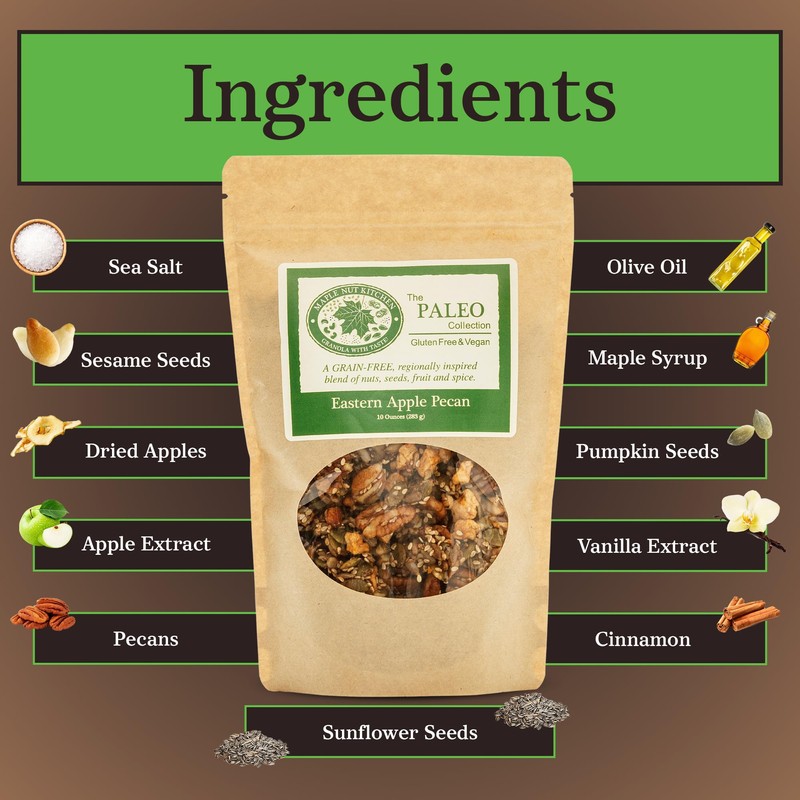 Maple Nut Kitchen Eastern Apple Pecan Paleo Granola 3 Pack