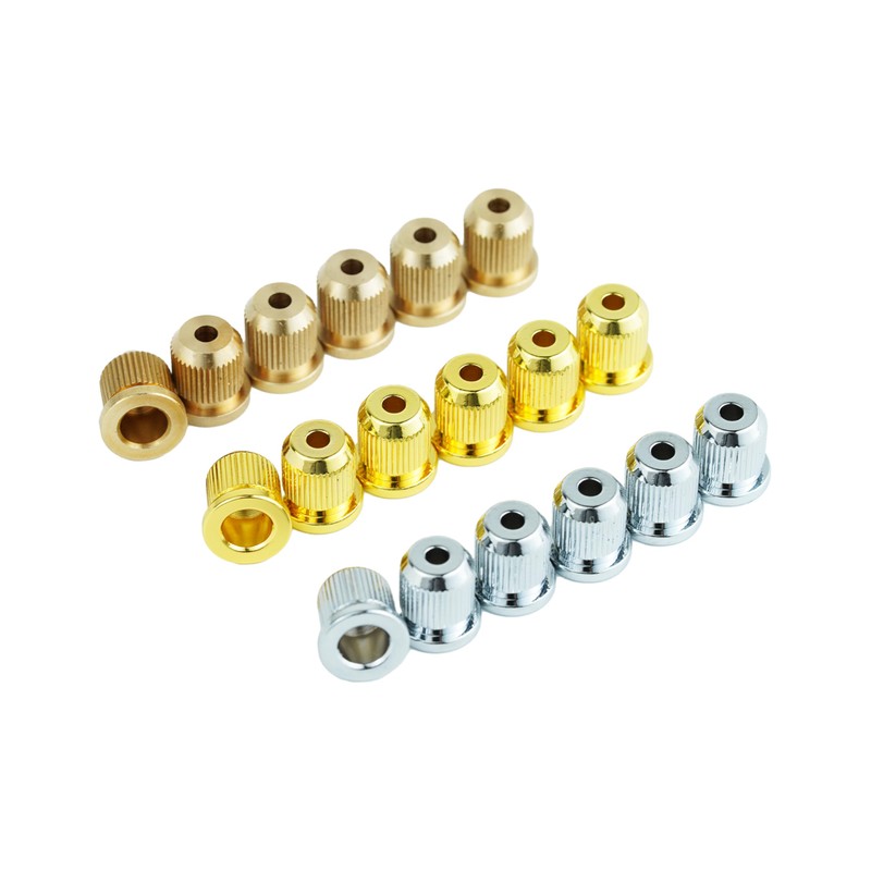 Guyker Brass Guitar String Ferrules, 6-String Through Body Guitar String