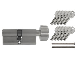 1x Cylinder Lock 90 mm 45/45 mm with Knob KD with 10 Reversible Keys