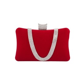 CORIOS Women's Evening Bag Velvet Clutch Bag Glitter Rhinestone Handbag Chain Bag Shining Purse Elegant Shoulder Bag Shiny Shoulder Bag for Cocktail Party Evening Party Dance Party, red, Elegant,