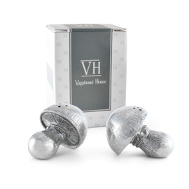 Vagabond House Pewter Mushroom Salt and Pepper Shaker Set 2 inch Wide x 2.5 inch Tall